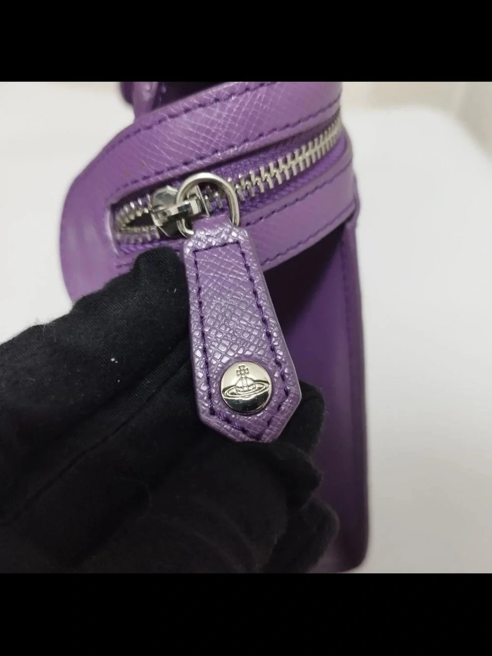 Vivienne Westwood Purple Leather Pyramid Satchel with Detachable Strap